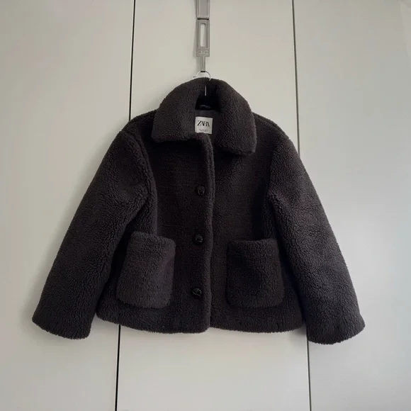 Zara Chocolate Teddy Jacket XS - Picture 6 of 8